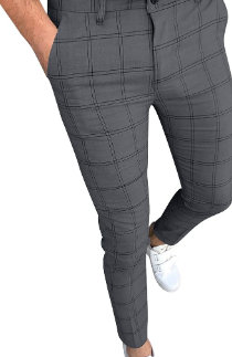 Pantalones skinny de color gris con cuadros para chicos